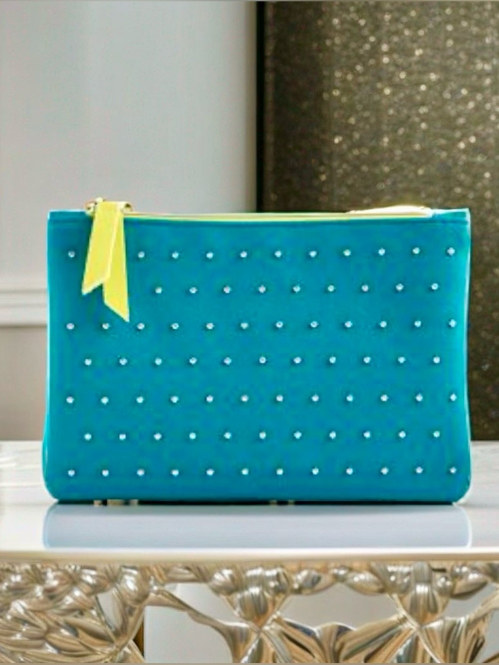 IPSY Teal & Silver Studded Cosmetic Bag | Travel Pouch